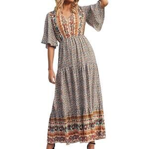 Nemidor Dress Womens 16 Boho Paisley‎ Floral Maxi Tie Back Cottagecore
